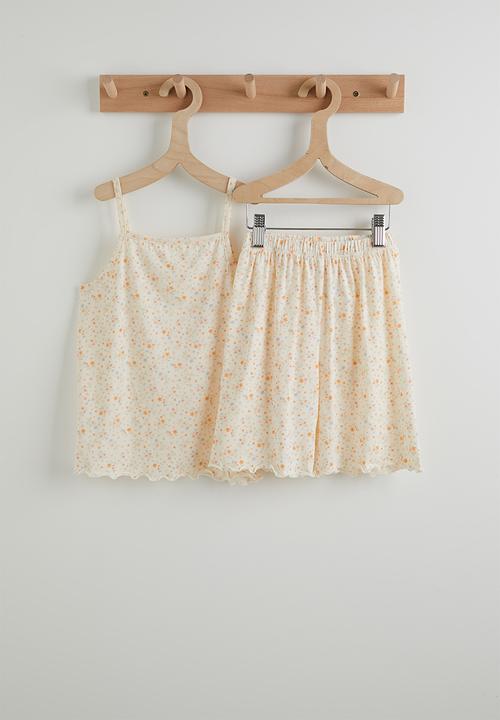 Pop Candy - Floral aop cami and shorts pj set - lt yellow