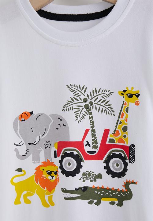 Pop Candy - Graphic tee and palm tree shorts - white/multi