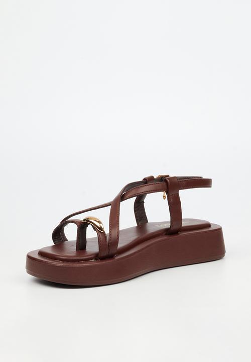 Viabeach - Coconut 23 gold trim thick sandal - chocolate