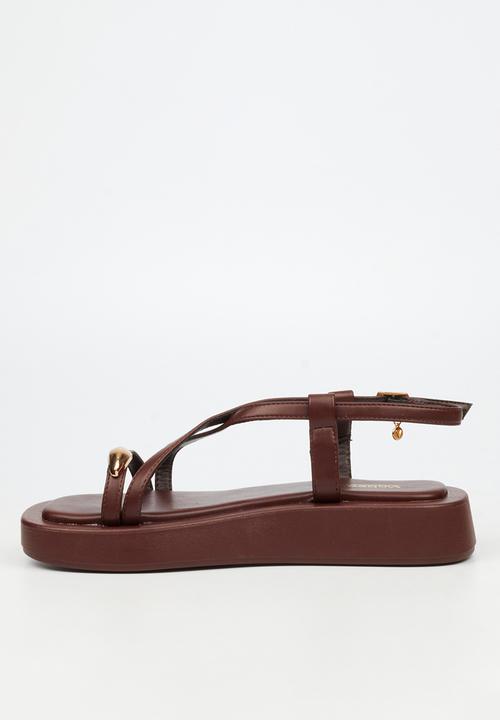 Viabeach - Coconut 23 gold trim thick sandal - chocolate