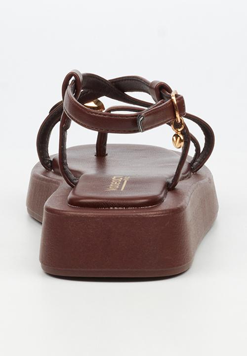 Viabeach - Coconut 23 gold trim thick sandal - chocolate