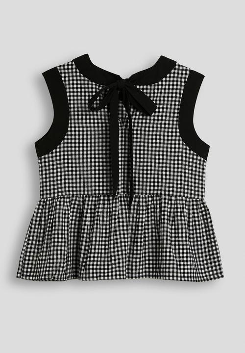 Pop Candy - Gingham peplum top - black