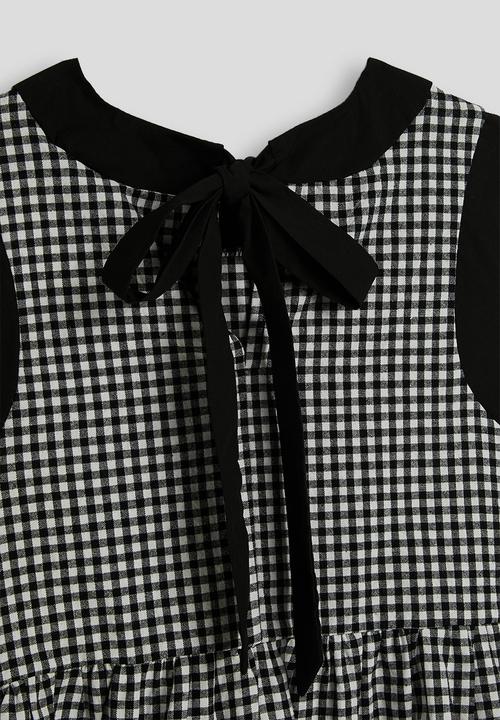 Pop Candy - Gingham peplum top - black