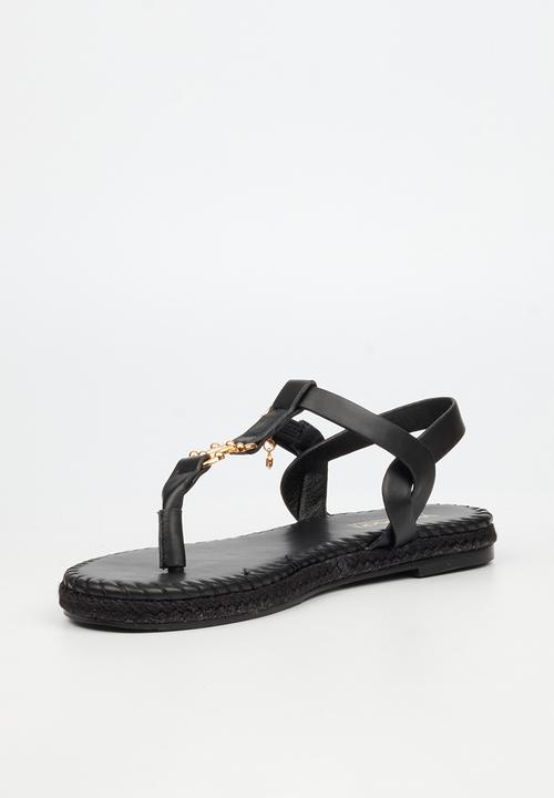 Viabeach - Forest 2 gold trim sandal - black