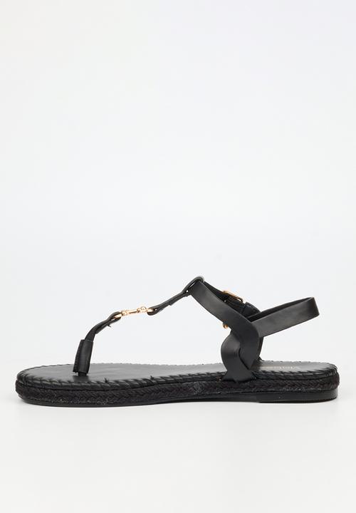 Viabeach - Forest 2 gold trim sandal - black