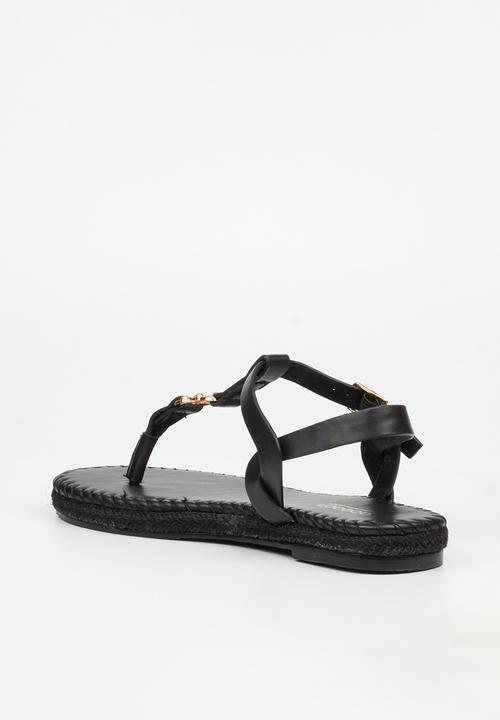 Viabeach - Forest 2 gold trim sandal - black
