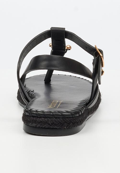 Viabeach - Forest 2 gold trim sandal - black