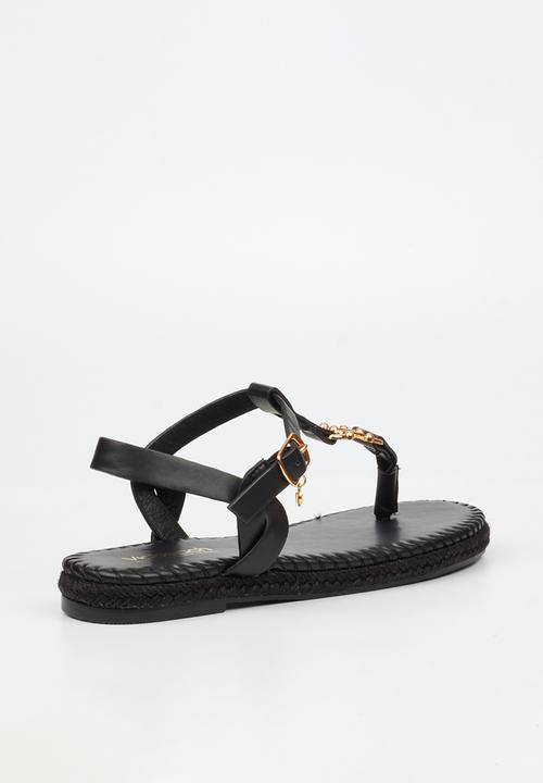 Viabeach - Forest 2 gold trim sandal - black