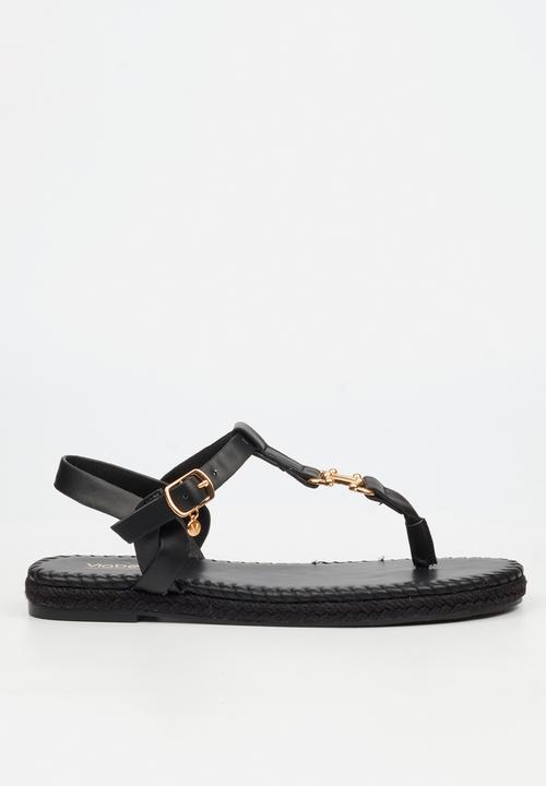 Viabeach - Forest 2 gold trim sandal - black