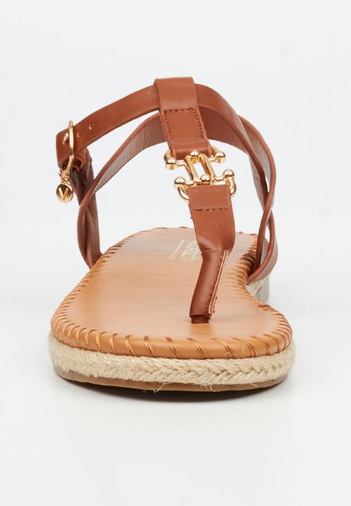 Viabeach - Forest 2 gold trim sandal - tan