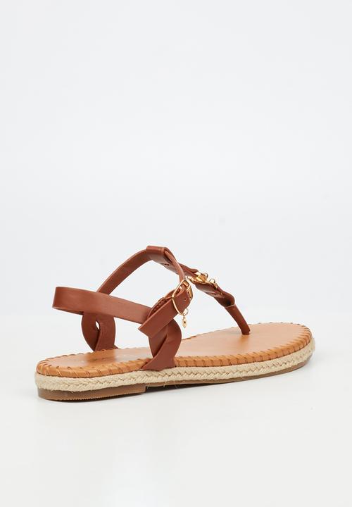 Viabeach - Forest 2 gold trim sandal - tan
