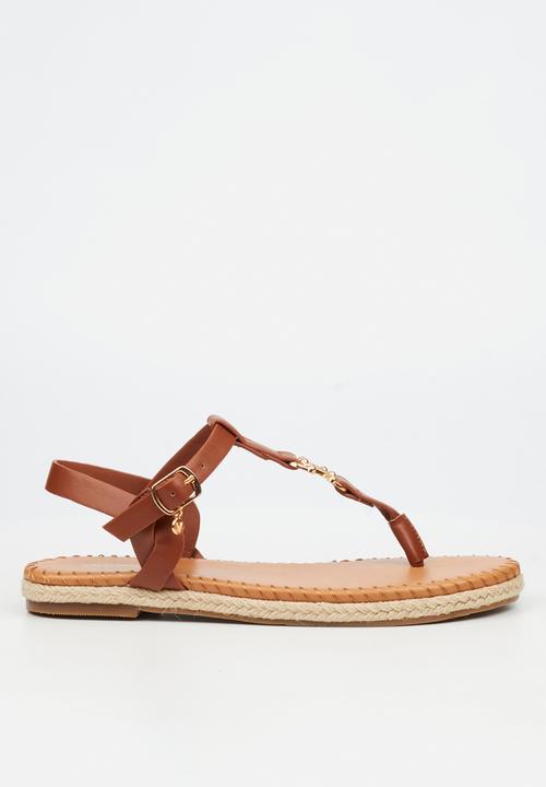 Viabeach - Forest 2 gold trim sandal - tan