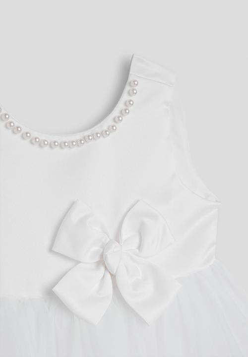 Pop Candy - Satin bodice dress with tulle skirt - white