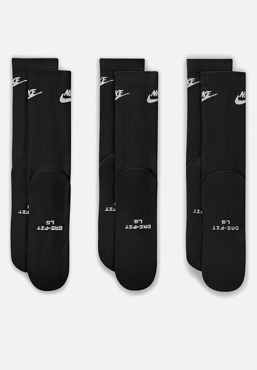 Nike -  Everyday Elevated Futura Crew Socks 3 Pk  Black Multi