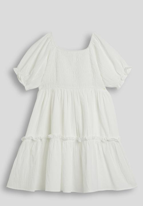 Pop Candy - Puff-sleeve tiered dress - pure white