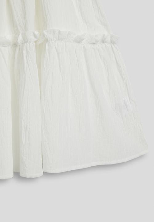 Pop Candy - Puff-sleeve tiered dress - pure white