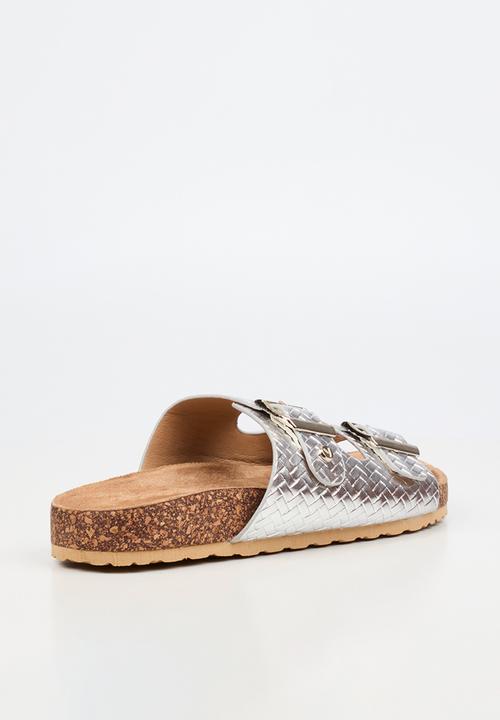 Viabeach - Qork 16 double buckle cork sandal - silver
