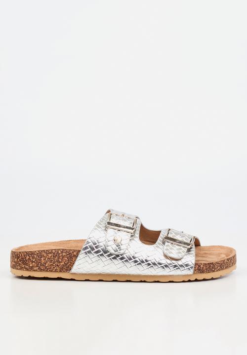 Viabeach - Qork 16 double buckle cork sandal - silver