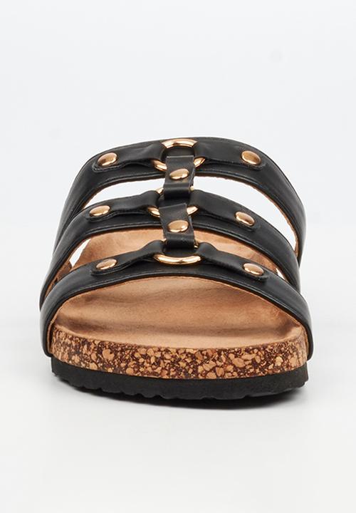 Viabeach - Qork 18 triple strap cork sandal - black