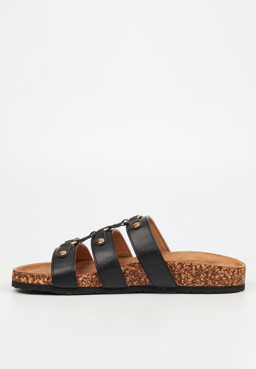 Viabeach - Qork 18 triple strap cork sandal - black