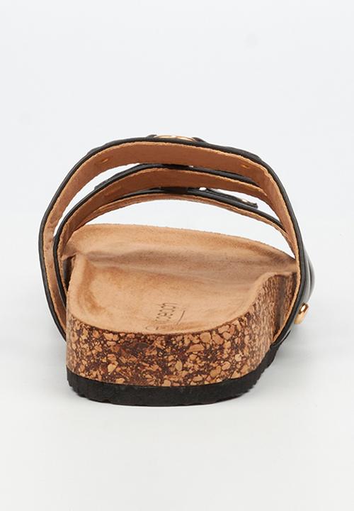 Viabeach - Qork 18 triple strap cork sandal - black