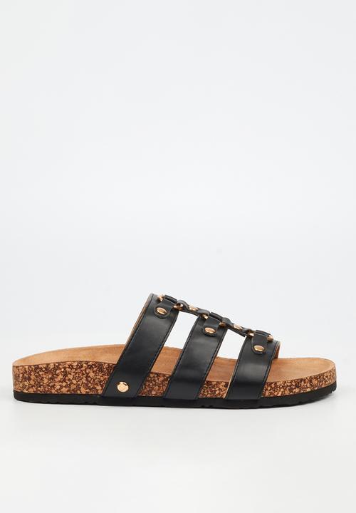 Viabeach - Qork 18 triple strap cork sandal - black