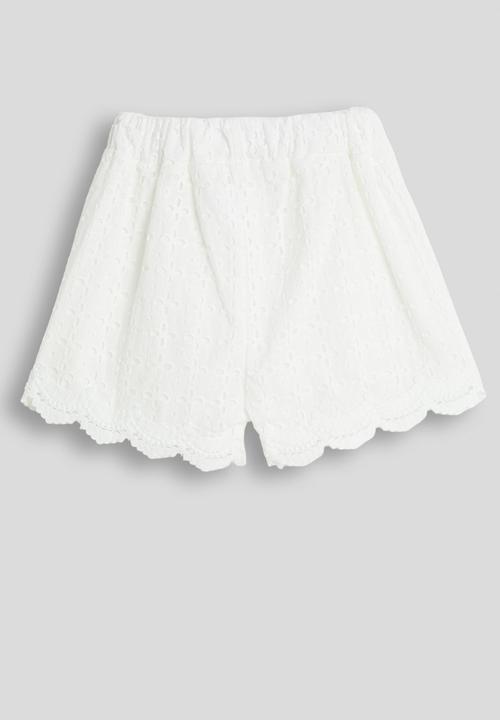 Pop Candy - Anglaise scallop hem shorts - white