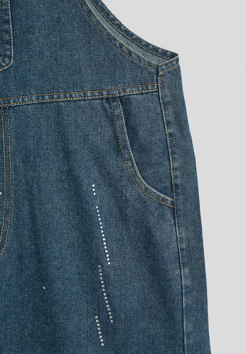Pop Candy - Denim dungarees with rhinestones - blue