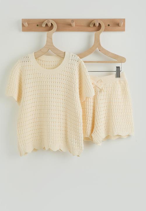 Pop Candy - Knit top & shorts - cream