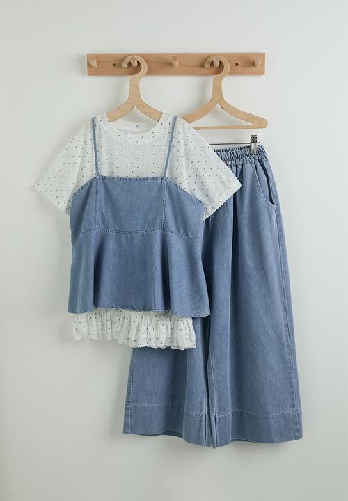 Pop Candy - Denim camisole top & jeans - light blue/white