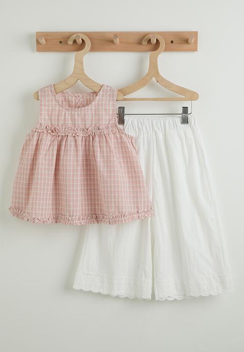 Pop Candy - Empire line top and pants - pink & white