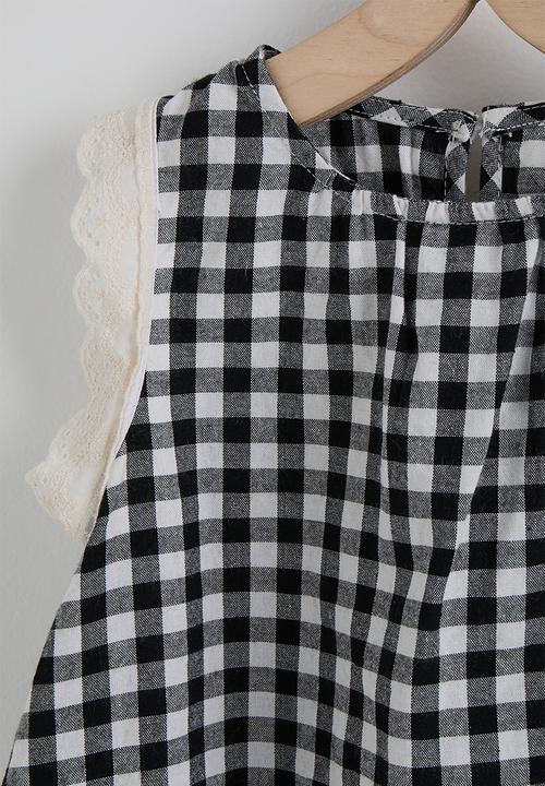 Pop Candy - Check a-line top and shorts - black