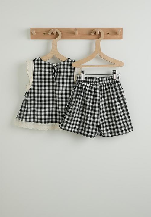 Pop Candy - Check a-line top and shorts - black