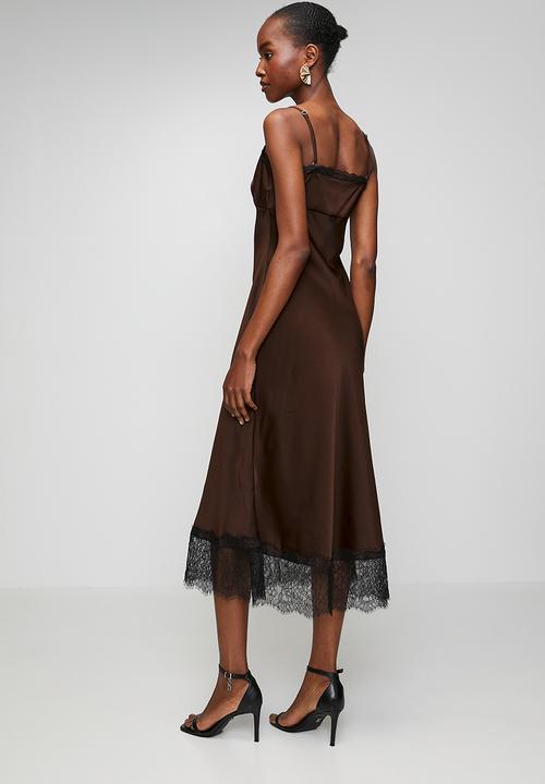 New Look - Occ willow wide lace strappy midi - Choc