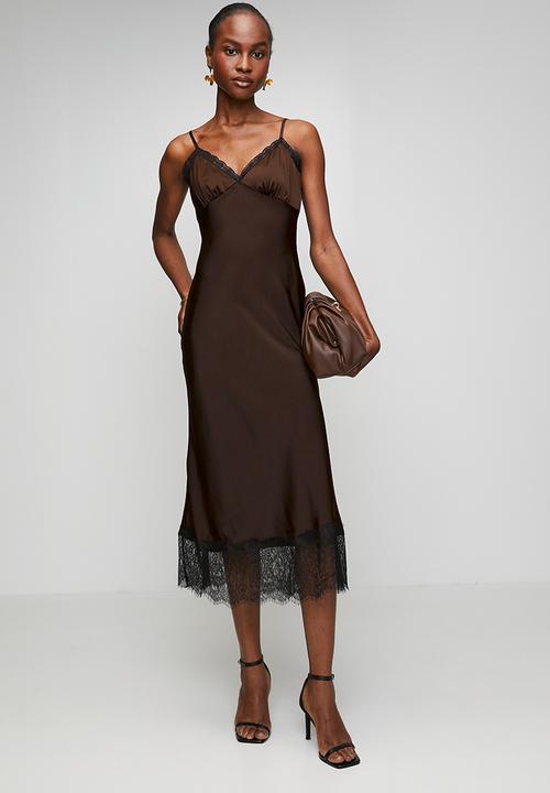 New Look - Occ willow wide lace strappy midi - Choc