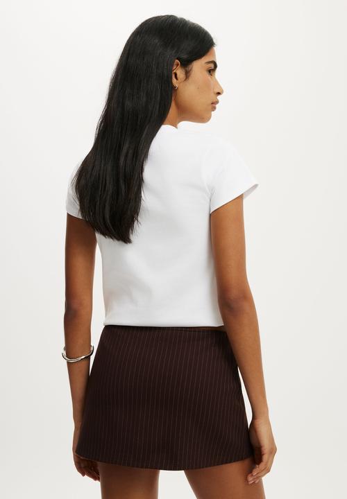 Cotton On - Luca Ponte Skort - Dark Oak Pinstripe