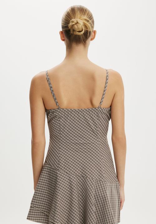 Cotton On - Marine Mini Dress - Hazel Check Rich Mocha