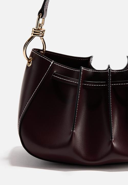 H&M - Pleated shoulder bag - dark burgundy