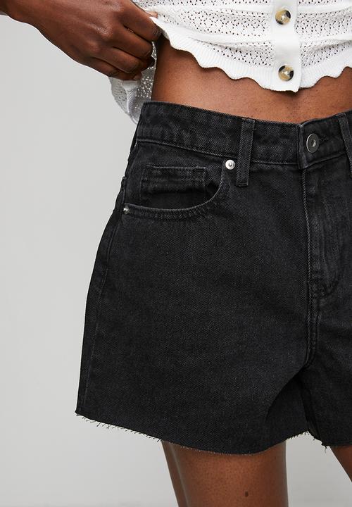 Brave Soul - Ladies Distressed Denim Short - Washed Black