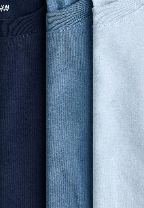 H&M - 3-Pack t-shirts - light blue/navy blue