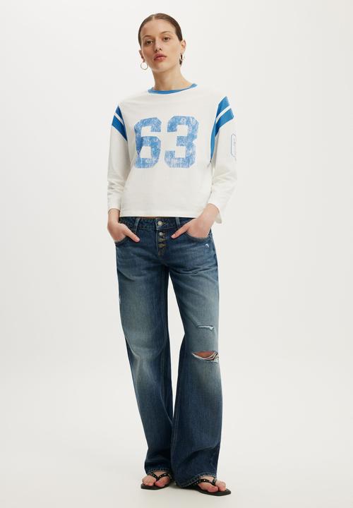 Cotton On - 3/4 Sleeve Graphic Tee - 63/Vintage White