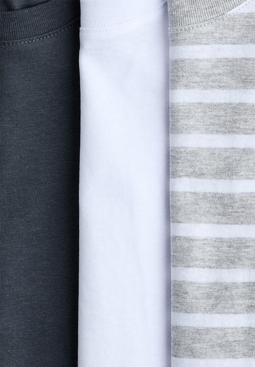H&M - 3-Pack t-shirts - light grey marl/striped