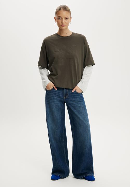Cotton On - The Double Oversized Graphic Tee - 74/Grey