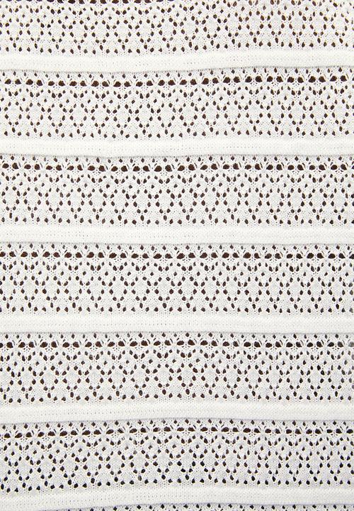 Brave Soul - Ladies Button Through Cardigan With All Over Stitch Repeat - White