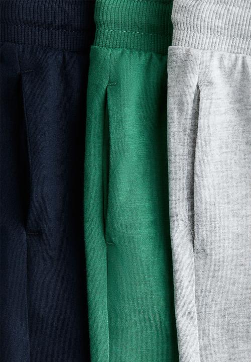 H&M - 3-Pack joggers - grey/green/blue