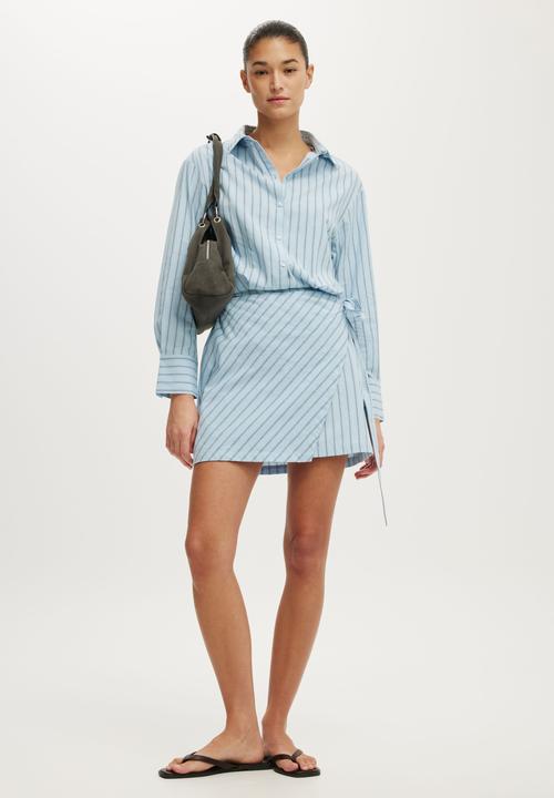 Cotton On - Shirt Mini Dress - Maya Stripe Seaside Blue 