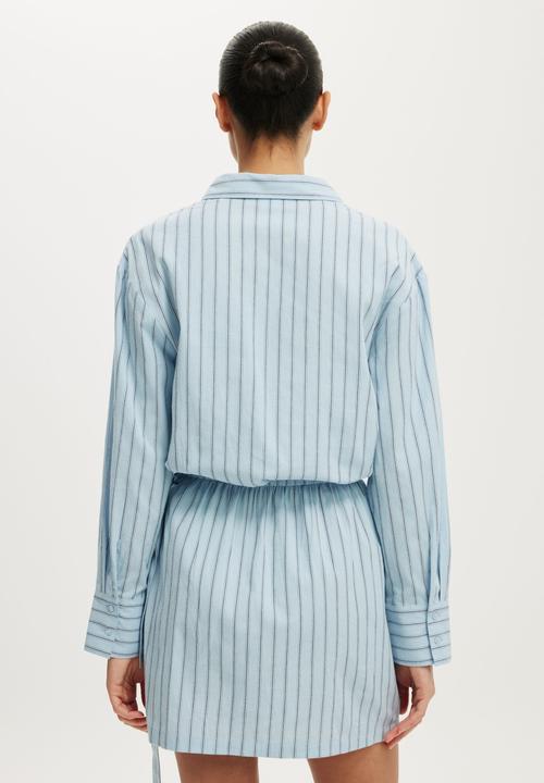 Cotton On - Shirt Mini Dress - Maya Stripe Seaside Blue 