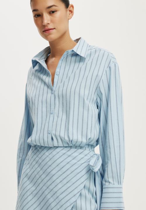 Cotton On - Shirt Mini Dress - Maya Stripe Seaside Blue 