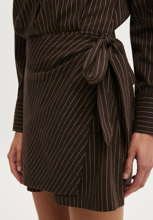 Cotton On - Shirt Mini Dress - Hazel Check Rich Mocha