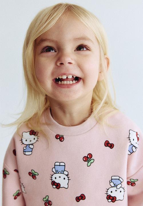 H&M - 2-piece printed sweatshirt set - light pink/hello kitty